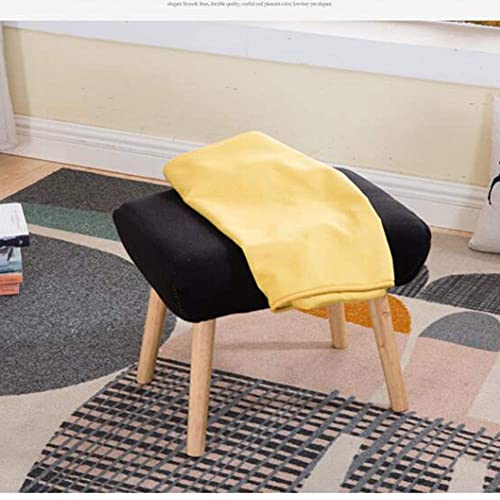 Taburete de madera maciza nórdico en tela azul para sofá y dormitorio 6