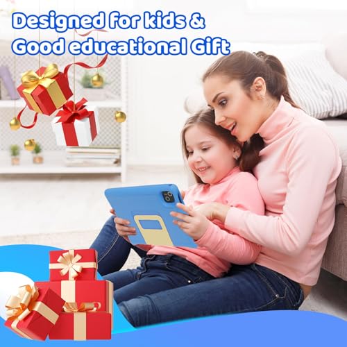 Image of Gleeso Kids Tablet 10 Inch, Android 15 Tablet for Kids, 20GB RAM 128GB ROM 1TB Expand, 5000mAh Battery, Tablet for Toddler Children with case, Parental Control & UKIDOZ, BT5.4, Dual Camera, Gift-Blue