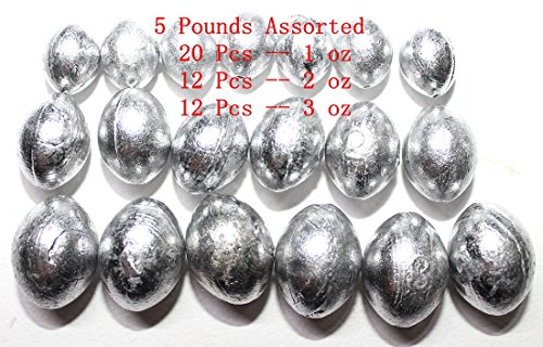 Kathy store INC Egg Fishing Sinkers assorted weights (5 LB-1ozozoz) + Free small scissors