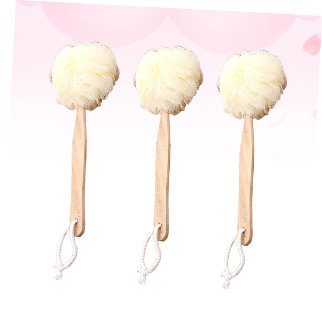 Homoyoyo 3 piezas Cepillo de Baño con Mango Esponja Exfoliante de Nylon para Ducha Accesorio Baño Cómodo y Ergonómico Limpieza Eficaz Piel y Circulación
