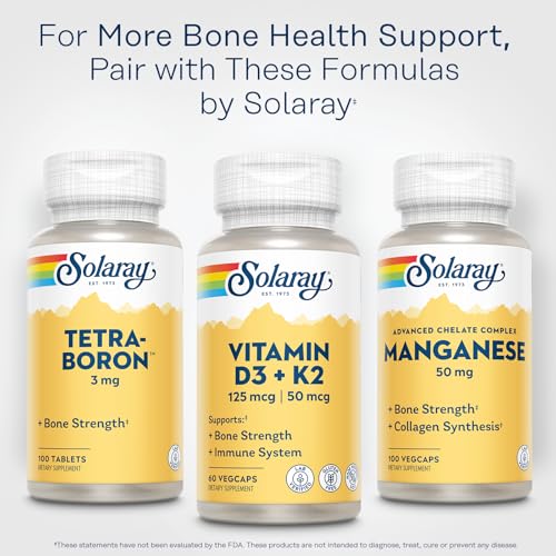 SOLARAY Vitamin D3 K2 - Bone Health and Immune Support Supplement - with 5000 IU Vitamin D as VIT D3 and 50 mcg Vitamin K2 as Menoquinone MK7, Made Without Soy, 60-Day Guarantee, 60 Serv, 60 VegCaps