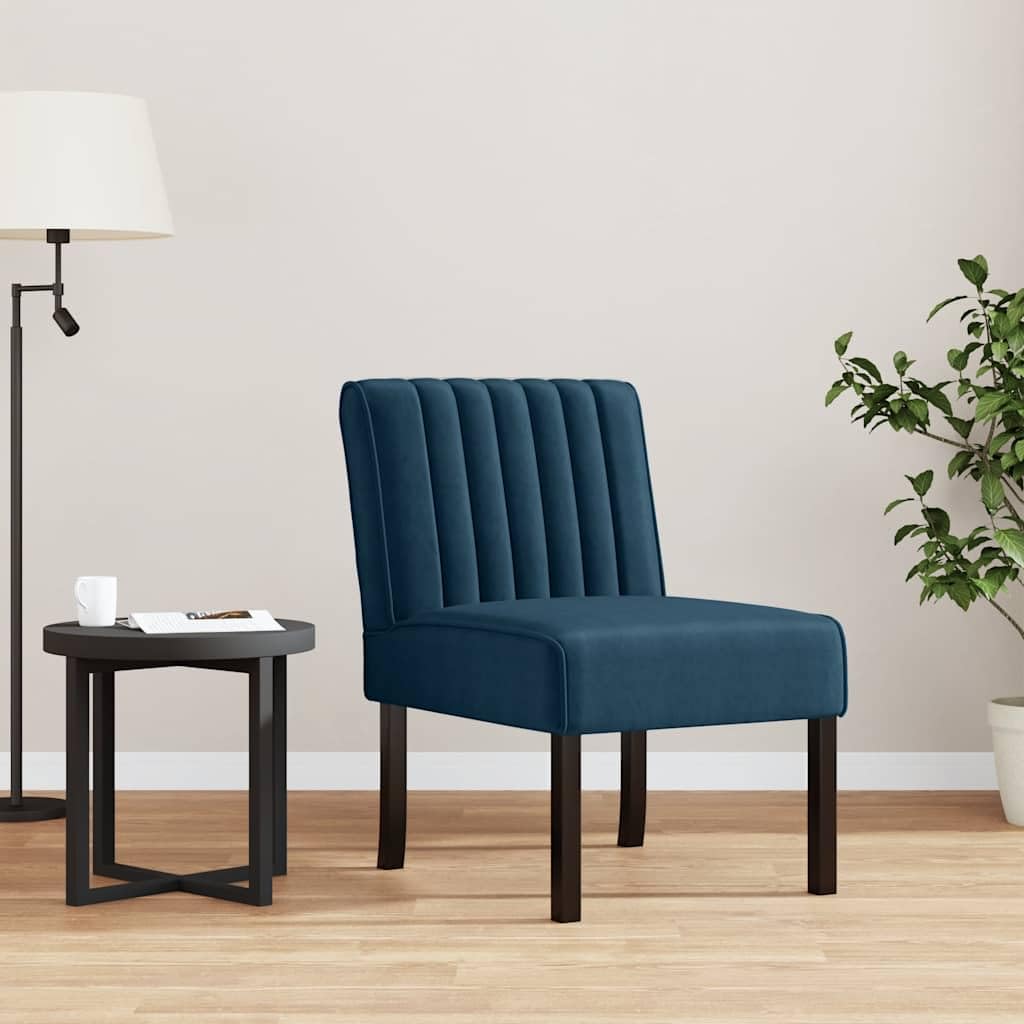 vidaXL Fauteuil sans accoudoirs Bleu Velours