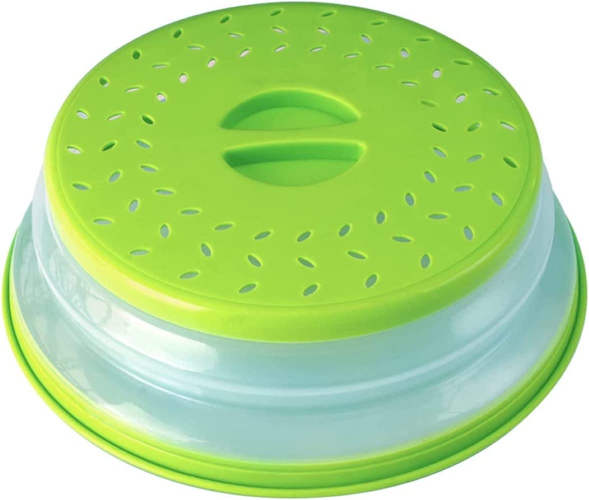 Microwave Plate Cover 10.5 Round Vented Collapsible Splatter Proof With Easy Grip Handle Dishwasher-Safe, BPA-Free Silicone 10.5X10.5X1