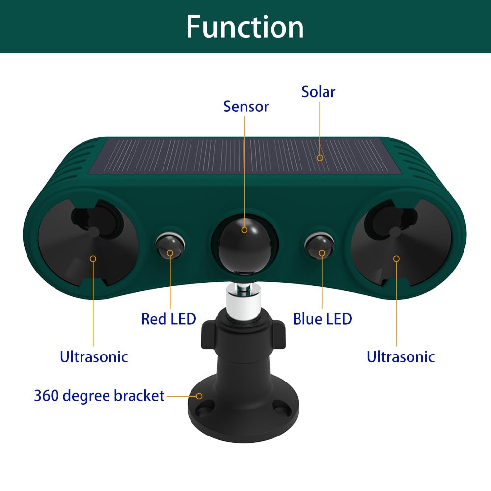 Solar Outdoor Motion Sensor Alarm-2*130db Lauter Sirenengeräuschmacher, Montage am Boden oder Zaun, bewegungsaktiviertes Stroboskoplicht, Verabschieden Sie sich von den Eindringlingen (Grün-2Packung)
