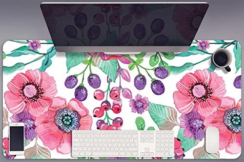 Sous-main de bureau fleurs et baies pour un espace de travail zen