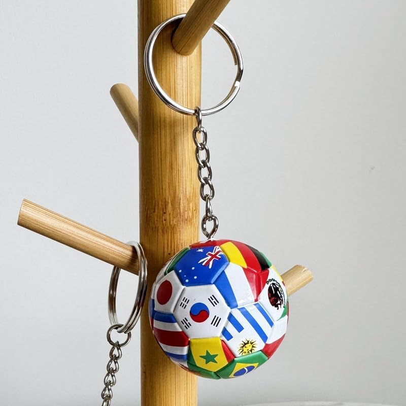 International Flag Soccer Ball Keychain 3D World Flags Football Charm Keyring Global Sports Accessory for Backpacks Keys Decorative for Soccer Sports Fans Gifts