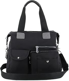 Borsa da Donna Multi Tasche Tela Borsa a Tracolla Borse a spalla Hobo per shopping Lavoro Viaggi Campeggio Scuola 855 (Nero 1)