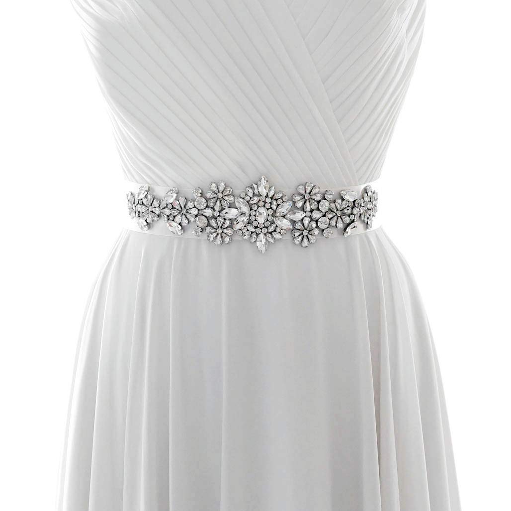 TOPQUEEN Women's Crystal Bridal Belt Sashes Wedding Belts Sash for Wedding