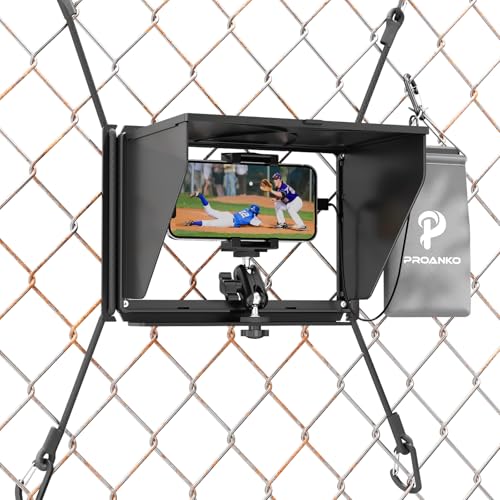 Game Changer Mounting Kit Cell Phone Fence Mount with Shade and Power Bank Bag Gamechanger Streaming Kit Fence Phone Holder for iPhone Gopro Camera Mevo Start Recording Baseball Tennis Football