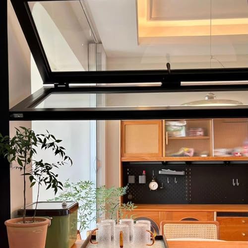 Foldable Sliding Veal Serving Window - 5MM Recessed Aluminum Alloy Double Hung Window for Café, Dining Car, Fast Food Restaurant - Customizable Size (31.4x39.3in)