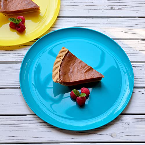 Youngever 9 Pack 30CM Plastic Plates, Re-usable Large Plates, Dinner Plates, Set of 9 (Rainbow Colors), Multicolor, 12 Inch - Image 3