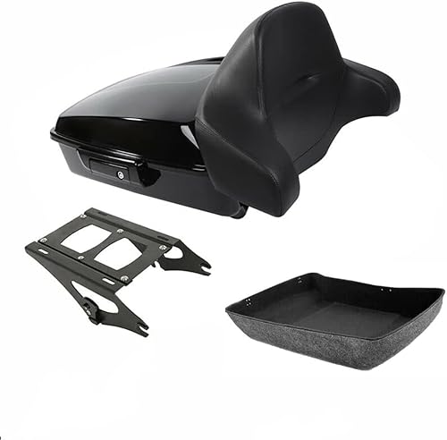 TCMT Chopped Tour Pack - Portaequipaje negro con respaldo y estante superior, adecuado para Harley Road Street Glide 14-20