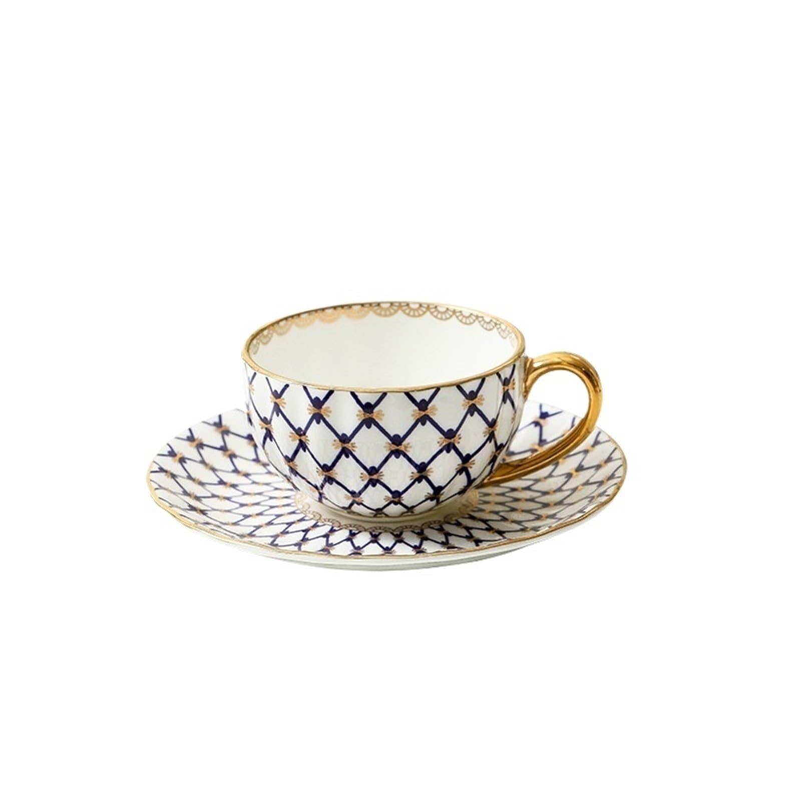 Tazza da caffè in ceramica stile nordico Bone China con manico in oro, per tè al latte di alta qualità, creativa, pomeriggio, nero (nero)