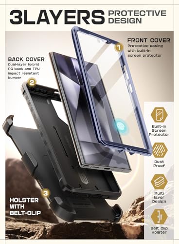 Image of SUPCASE for Samsung Galaxy S24 Ultra Case with Stand, [Unicorn Beetle Pro] [2 Front Frames] [Built-in Screen Protector & Belt-Clip] Military-Grade Protection Phone Case for Galaxy S24 Ultra, Enigma