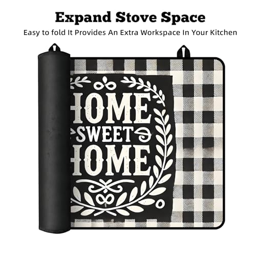 Image of Multi-Design Stove Top Cover for Glass /Electric Stoves - 3-in-1 Heat-Resistant Protector Mat, Non-Slip Drying Rack 28 inchx20 inch (Home, 28 inch L x 20 inch W)