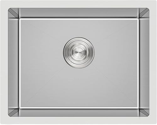Fregadero de cocina de montaje inferior de 20 x 16 pulgadas, acero inoxidable 304 de un solo tazón, fregadero de cocina pequeño, montaje inferior,