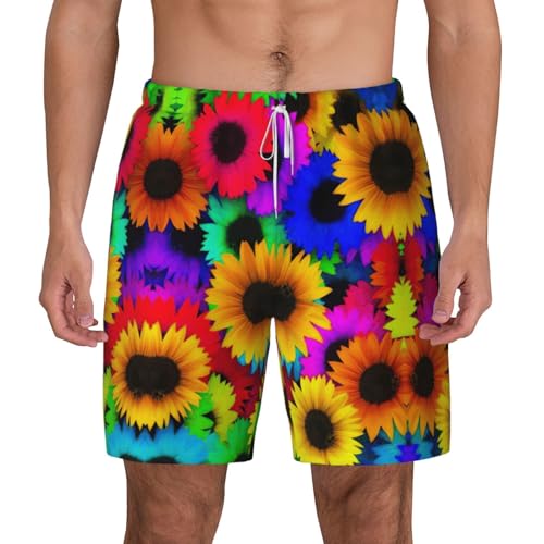Short de bain pour le surf et la plage imprimé tournesol coloré