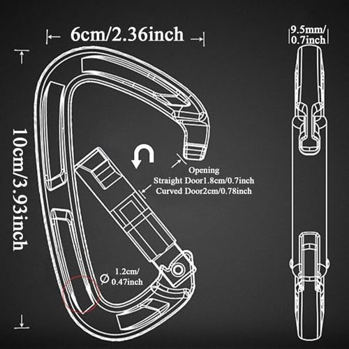 Mousquetons de sécurité pour accessoires de rappel et escalade - 7
