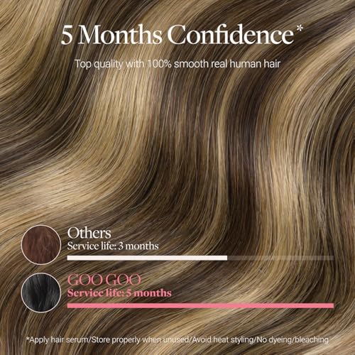 GOO GOO Tape in Hair Extensions Human Hair, 16inch 20pcs 100g, Balayage Chocolate Brown to Caramel Blonde Real Remy Hair - Image 2