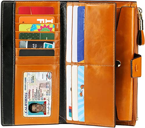 Itslife Womens Leather Wallet RFID Blocking Large Capacity Clutch Wallet Card Holder