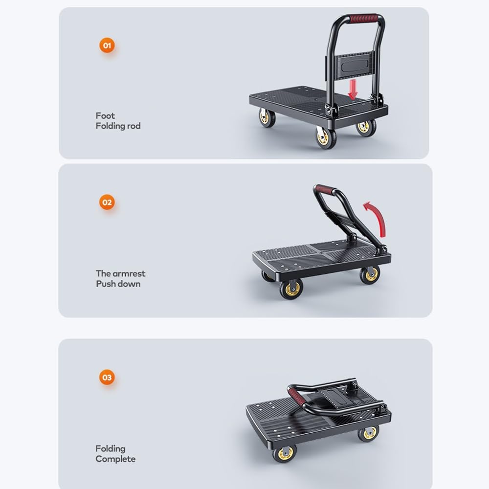 Lekki składany wózek ręczny przenośny płaski wózek użytkowy domowy wózek transportowy mały wózek na kółkach wszechstronny wózek do łatwego przenoszenia i przechowywania