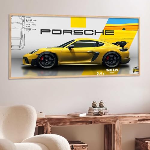 Image of kotart Big Porsche Car Framed Posters Gift Items for Boys Room Wall Decoration Bedroom Living Room Office Studio Decor | Car Poster Frame for Wall Decor Set Of 1 Size (10 x 19 inch)