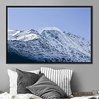 Framed Canvas Wall Art Snow Mountain Cool Expressive Farmhouse/Country Landscape Mountain Top Multicolor Photography Portrait Realism - 16x24 inches