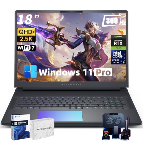 Image of Alienware 18 inch Area-51 Gaming Laptop Computer - GeForce RTX 5080-16GB GDDR7-18 inch QHD+ 300Hz - Intel Ultra 9 275HX - AlienFX RGB Lighting - Quad Fan Cooling, Windows 11 Pro(64GB DDR5, 8TB SSD)