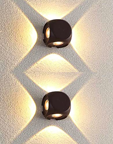 Groeien (Pack of 2) 16 Watts LED Square Shape Outdoor Exterior Wall Four Way Left Right UP Down Light (Warm White,Aluminium)