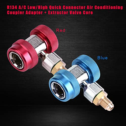 Acoplador rápido para aire acondicionado R134A, adaptador de conexión rápida para baja y alta presión, válvula extractora de núcleo (azul para baja presión) miniatura 2
