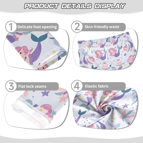 Girls' Athletic Leggings Ankle Length Yoga Dance Pants Kids Teen 4T Mermaids3