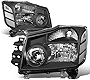 [Halogen Model] Factory Style Headlights Assembly Compatible with Nissan Titan Armada 04-15, Driver and Passenger Side, Black Housing Clear Corner