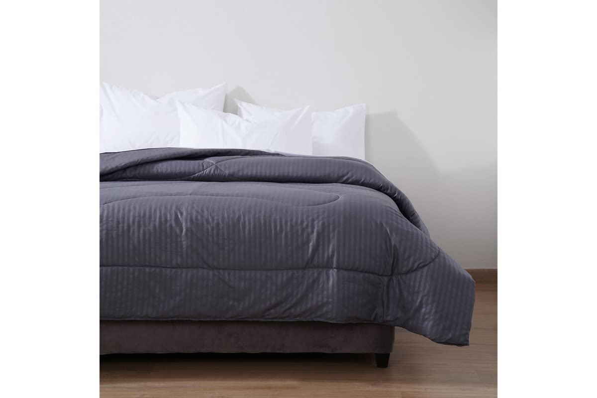 PAN Home Stria Roll Comforter 150X220Cm - Charcoal