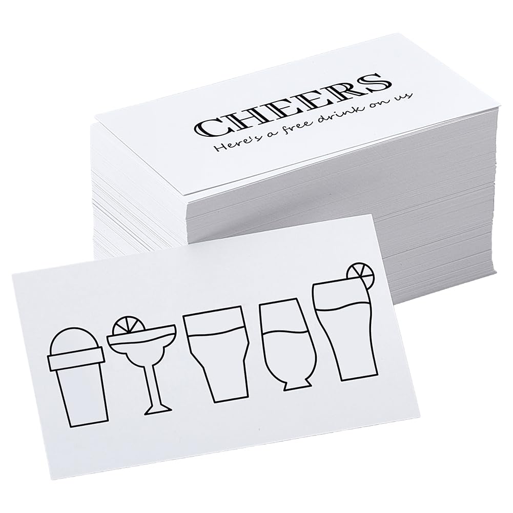PH PandaHall 200pcs Drink Tickets White Cheers Card Drink Token Beverage Cards 2x3.5 inch Paper Party Tickets for Wedding Reception Corporate Events Formal Parties Beverage
