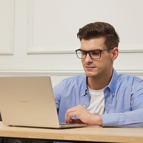 Miniatura 6 de GUDVUE Gafas de luz azul para hombre, gafas rectangulares para computadora y juegos, NegroPlomizo