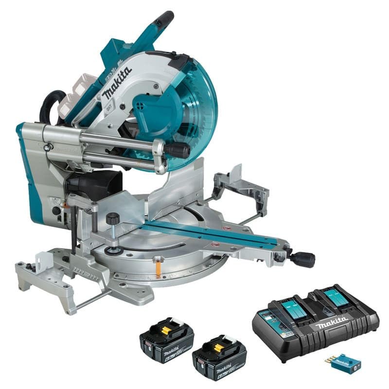 Sierra ingletadora radial de 36 V LXT Ø305 mm (2 x 6,0 Ah) con módulo AWS - MAKITA DLS211GT2U
