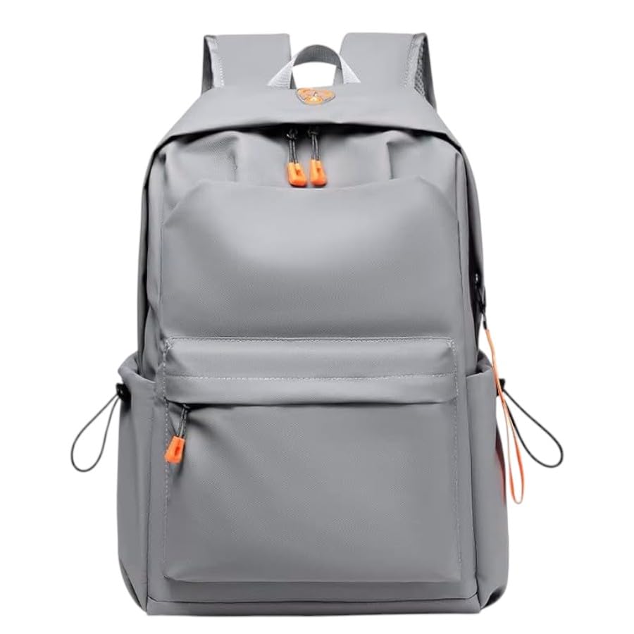 Mochila Escolar, trabalho e viagens Unisex, Resistente à Água, 22L, Compartimento para Notebook, 4 Bolsos, Alças Acolchoadas, Preto e Cinza