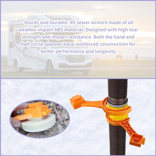 Image of RV Sewer Hose Fitting Wrench, Multi-Purpose RV Sewer Hose Wrench, Fit Most 3-Inch and 4-Inch Male /Female Camper Sewer Caps