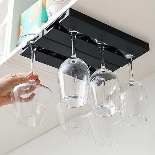 Miniatura 7 de JAMEND CLXP - 2 soportes de plástico blanco para copas de vino con tornillos, soporte para copas de vino debajo del gabinete, colgador de