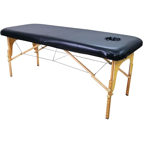 28 Inches Wide Vinyl Massage Table Cover with Face Hole | 100% PU Massage Table Cover Protector | Wipeable, Reusable & Waterproof Vinyl Cover for Square Massage Tables