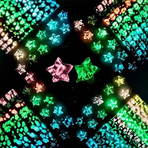 Wowagoga 840 Sheets Luminous Origami Star Paper Strip with 4 Patterns Folding Stars Paper Lucky Paper Stars for DIY Handmade Crafts Cover