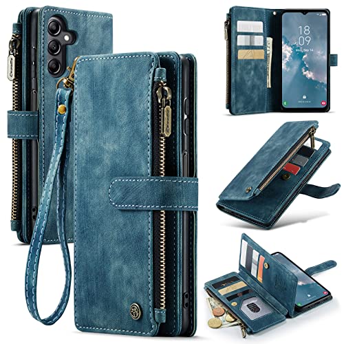 Coque Portefeuille pour Samsung Galaxy A14 5G Étui Protection Bleu