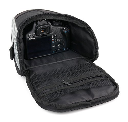 DURAGADGET Bandolera Negra Y Gris para Cámara Canon EOS 2000D / Rebel T7 | 4000D | M50 | Sony A7 III - con Correa Ajustable - Resistente Y Duradera