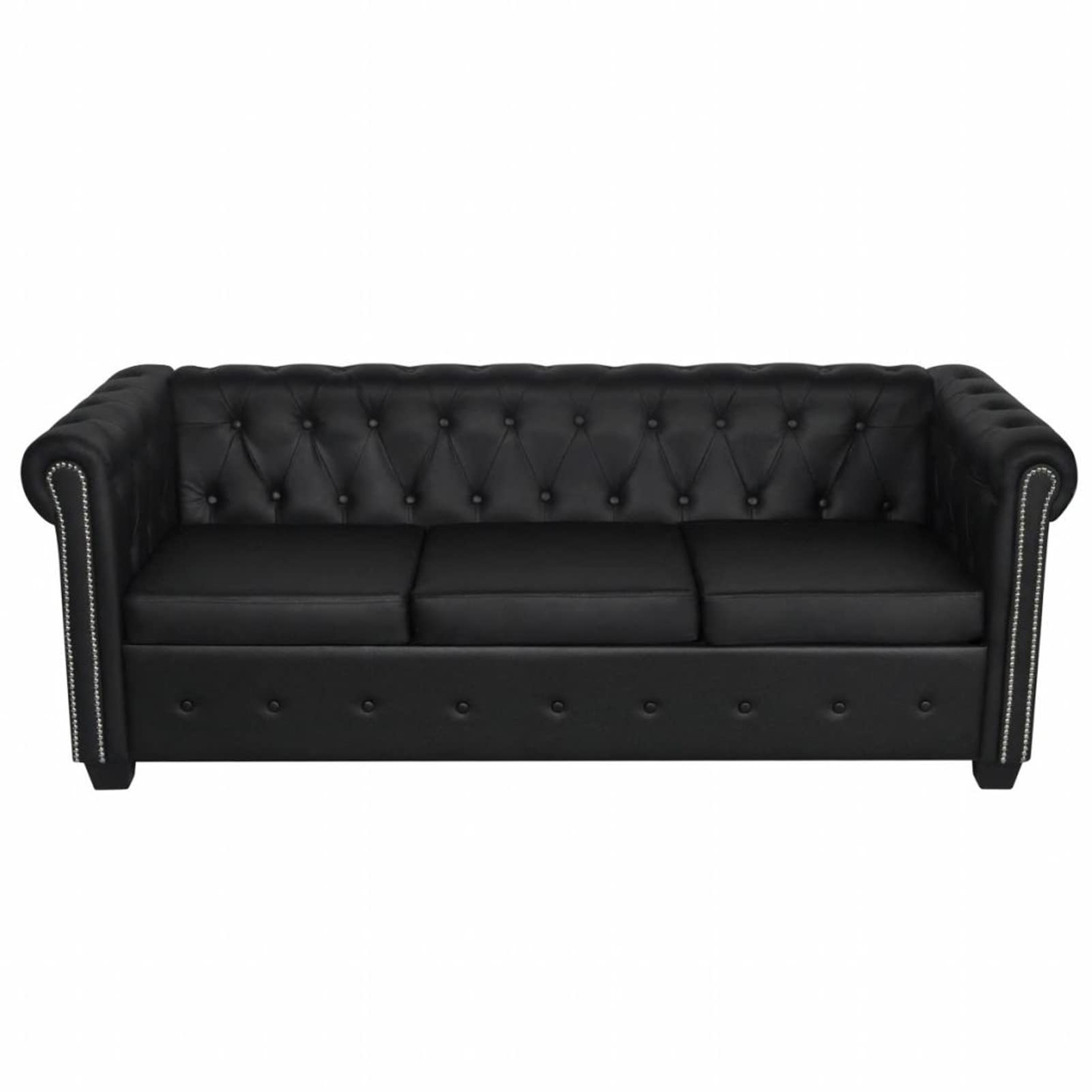 Homgoday Divano Chesterfield a 3 Posti in Pelle Artificiale Nero,Divani 3 Posti Offerte,Divano Chesterfield Moderno,Divano Ecopelle,Divano in Pelle,Divano Vintage,Divano in Offerta,Divano Pelle