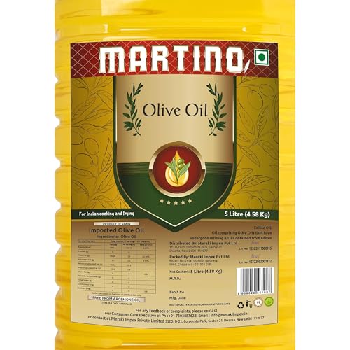 Image of Martino Extra Light Olive Oil 5 Litre | Classic for Indian Cooking | Neutral Taste & Flavour | High Heat Stability | Ideal for Frying, Roasting, Sauteing & Everyday Cooking