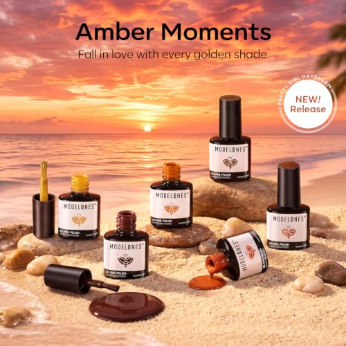 Image of modelones Gel Nail Polish Set Glitter 6 Colors Brown Maple Red Nail Polish