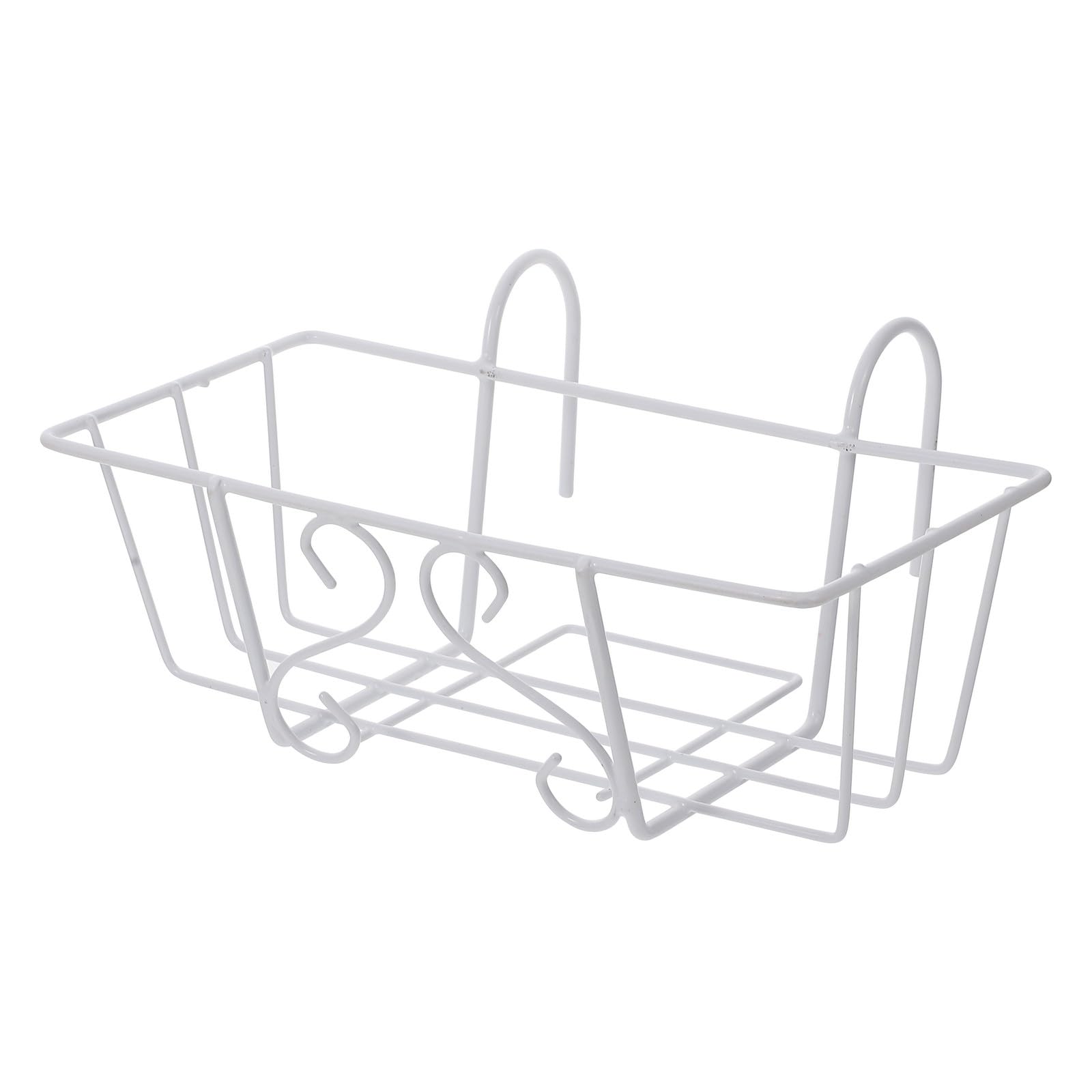 Soporte macetas colgante cuadrado de hierro blanco para balcón y cocina