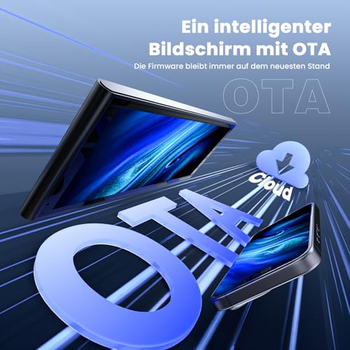 Krunia 9,26 Drahtloses Tragbares CarPlay Display für Apple CarPlay & Android Auto, OTA-Updates, Rückfahrkamera, Mirror Link, Bluetooth 5.0, Sprachsteuerung, GPS-Navigation, FM