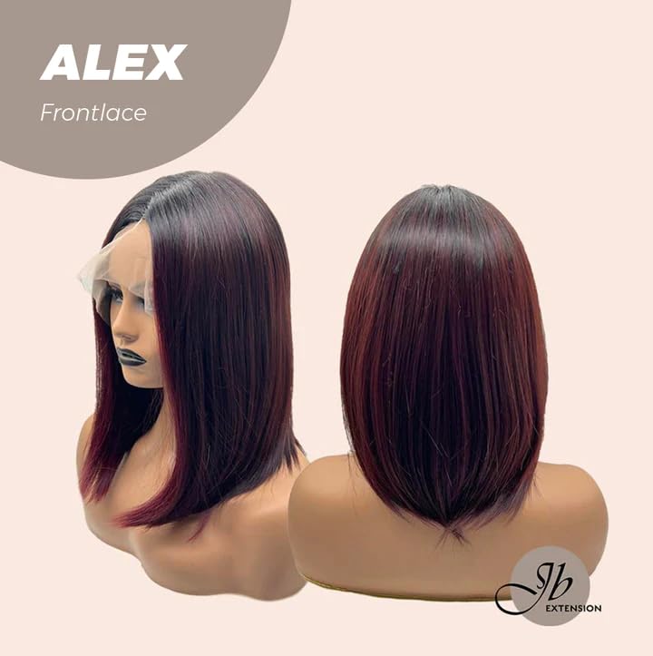 Miniatura 6 de ALEX - Peluca de encaje frontal estilo balayage degradado rojo oscuro para mujer, pelucas sintéticas naturales para uso diario (pelucas de cabello