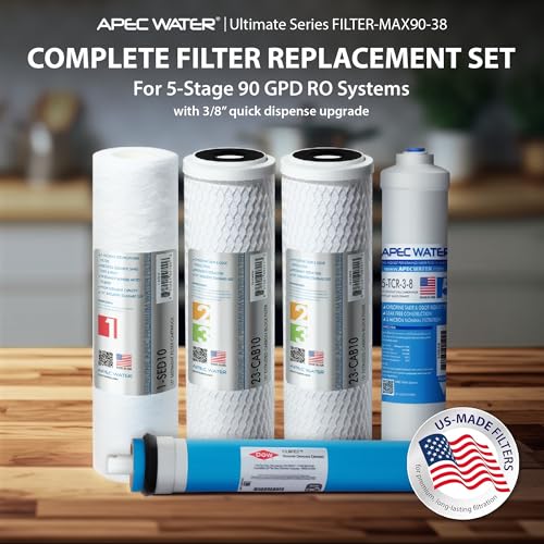 Image of APEC ULTIMATE Series US Made 90 GPD Complete Replacement Filter For Undersink System - With 3 /8 inchD Tubing Quick Dispense Upgrade (FILTER-MAX90-38)